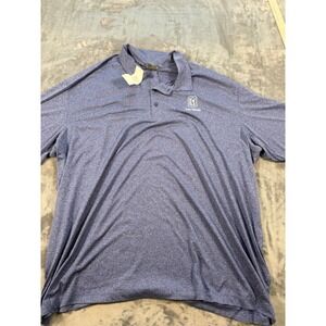 PGA TOUR Men's XXXL Blue Heather Performance Polo Shirt Las Vegas Golf New NWT